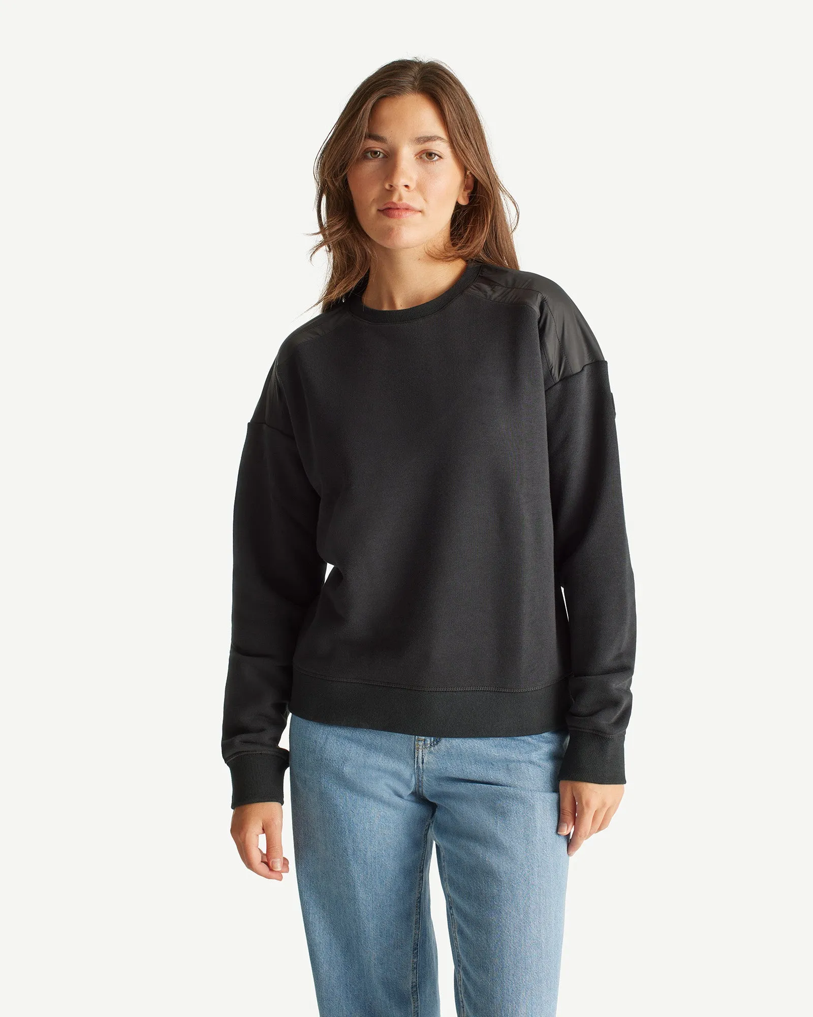 Ariane round-necked mix material sweatshirt Black