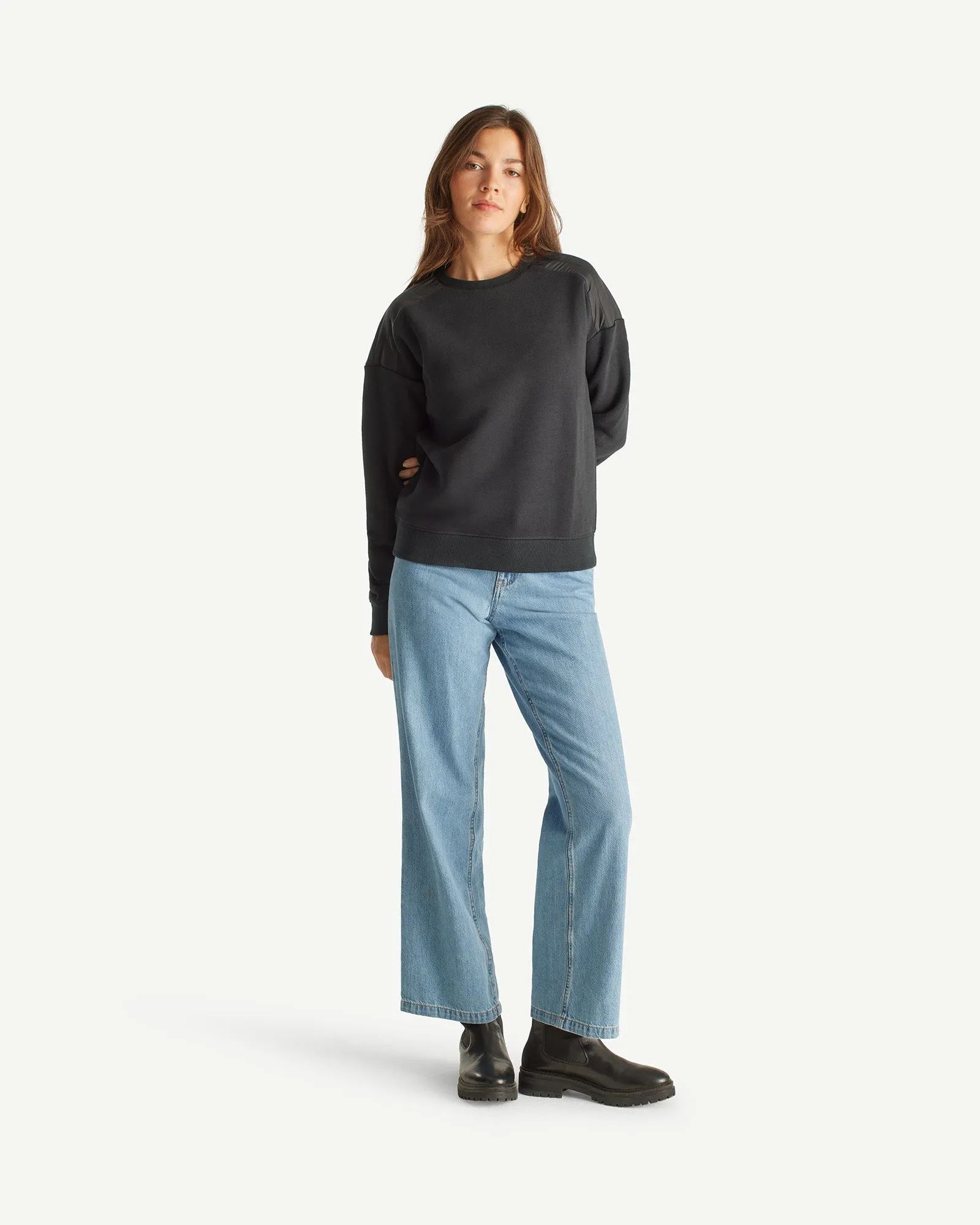 Ariane round-necked mix material sweatshirt Black