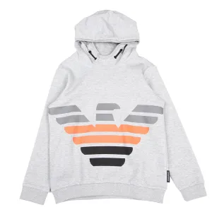 Armani Junior Eagle Logo Printed Grey Hoodie