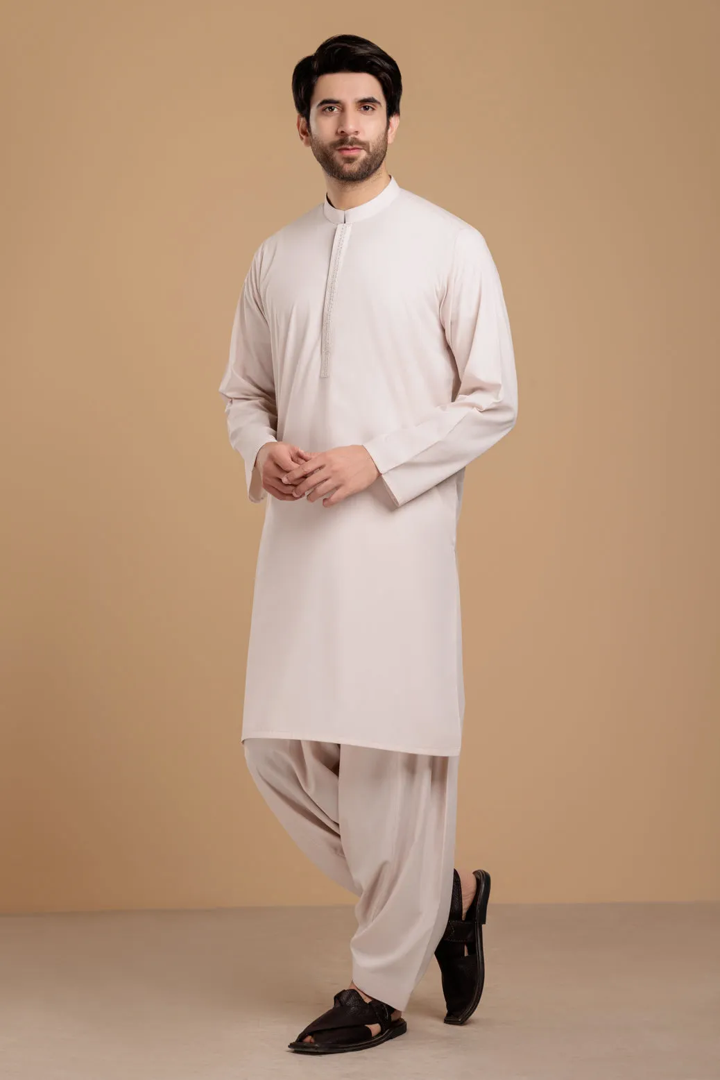 ASH-WHITE-BLENDED-KURTA SHALWAR- (KSRS23-073)