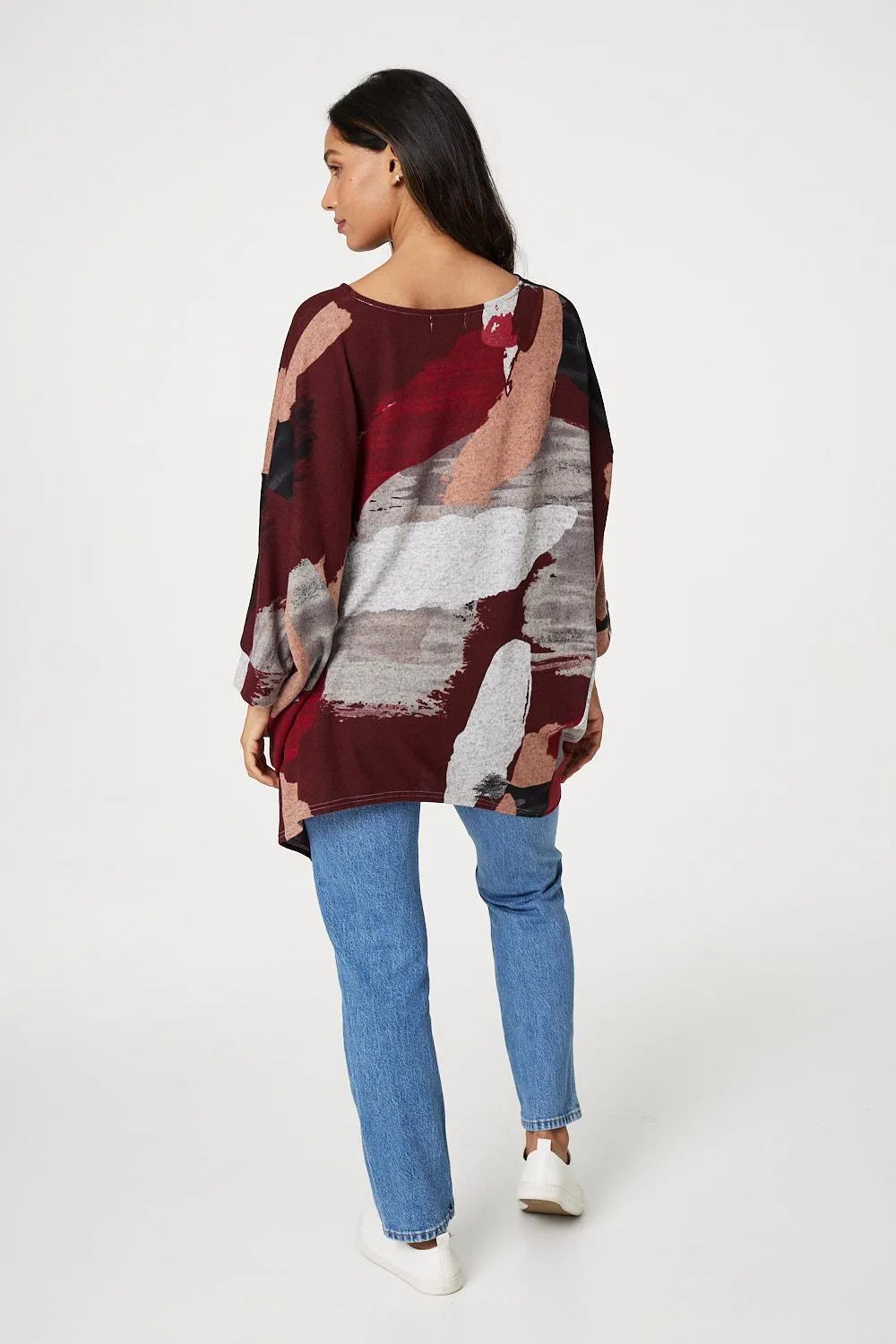 Brushstroke Print Oversize Top