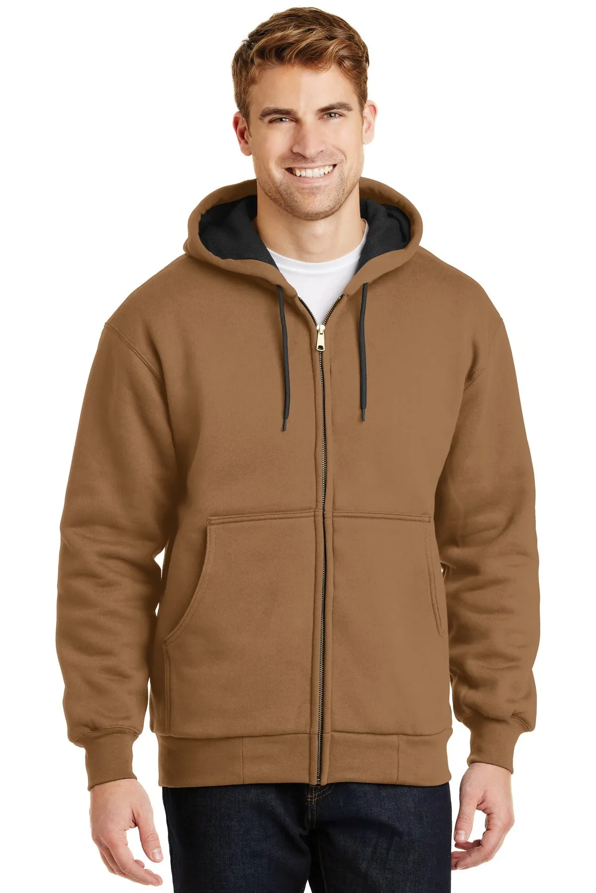 CornerStone Men's Heavyweight Full-Zip Hooded Sweatshirt with Thermal Lining. CS620