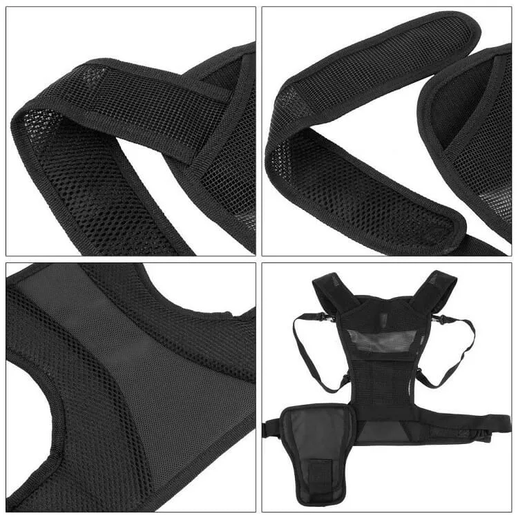 Dual Multi Camera Carrier Chest Harness Vest with Mounting Hubs