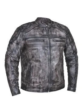 Men's Amarillo Gray Premium Leather Motorcycle Jacket