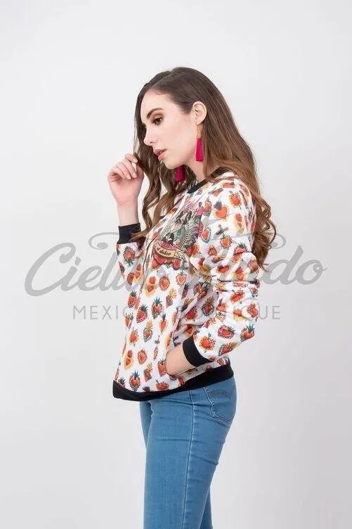 Mexican Frida Kahlo Sacred Heart Bomber Jacket