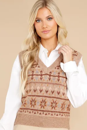 Modern Sophistication Brown Multi Knit Sweater Vest