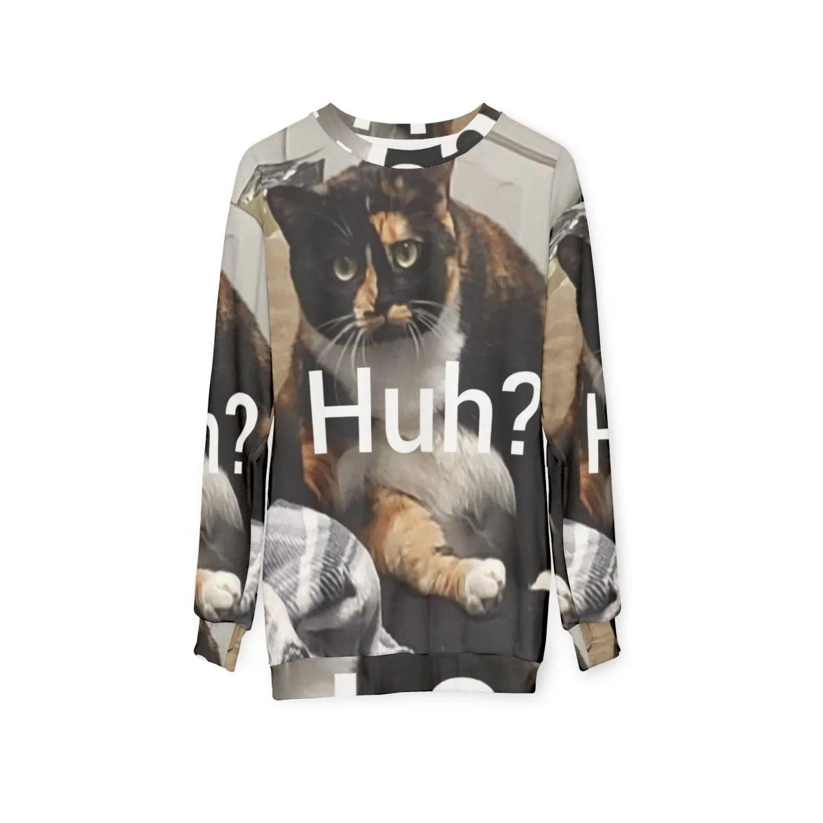 "Funny Huh Cat Meme Sweatshirt - Humorous Gift for Cat Lovers"