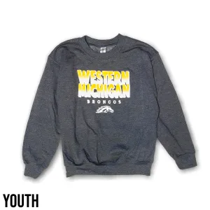 Western Michigan Bubble Fade Youth Crewneck